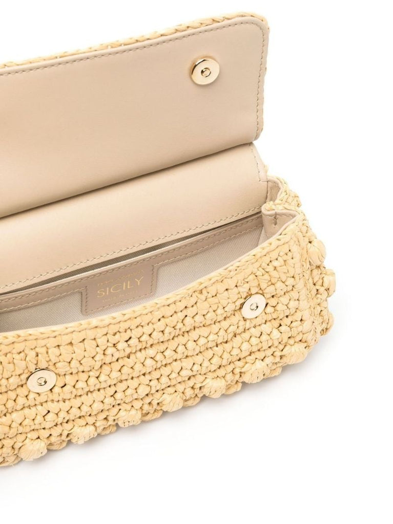 Neutral Sicily Crochet Raffia Tote Bag