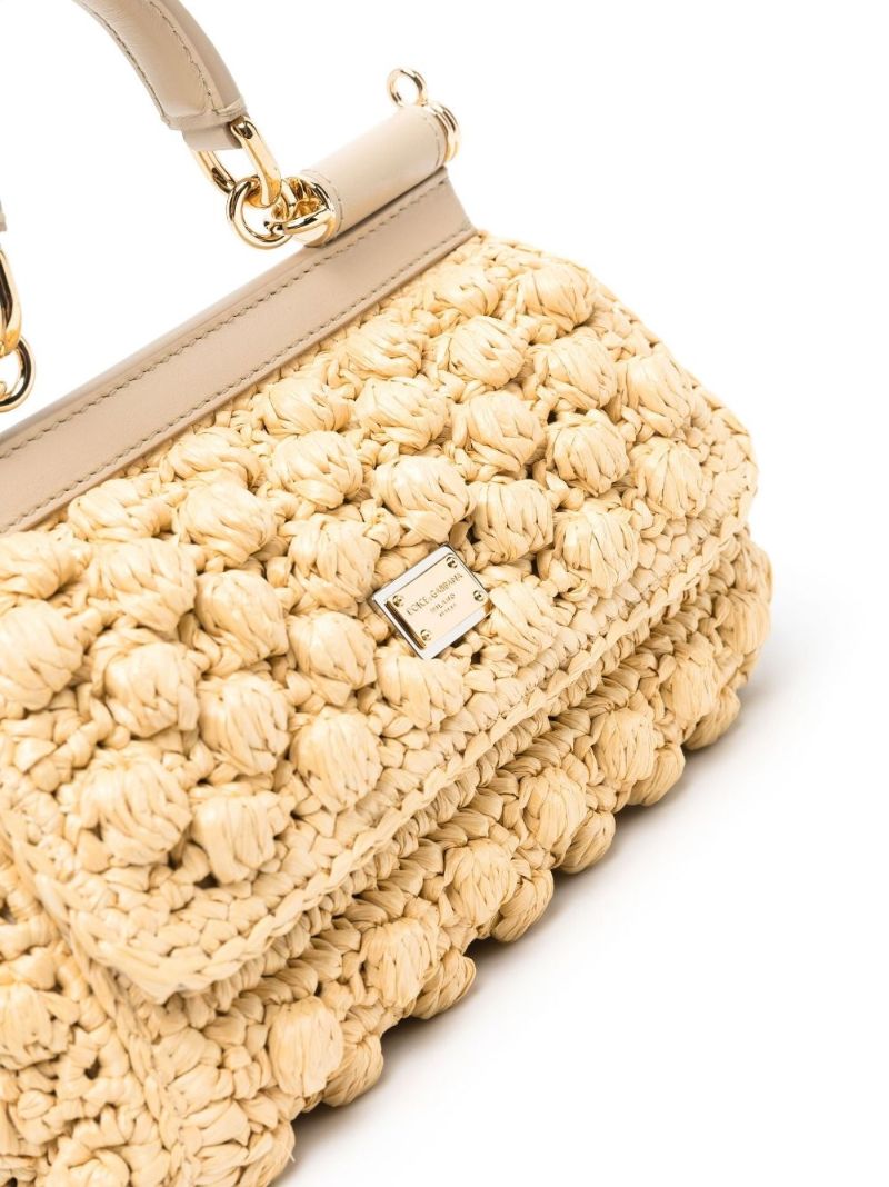 Neutral Sicily Crochet Raffia Tote Bag