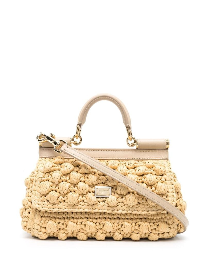 Neutral Sicily Crochet Raffia Tote Bag