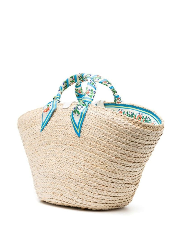 Neutral Kendra Logo Straw Tote Bag