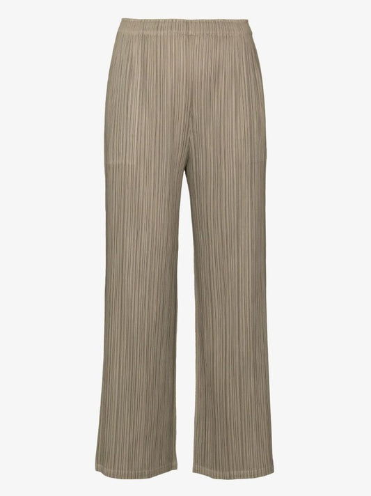 Sand Pleats Straight Leg PlissÃ_x0083_Â© Trousers