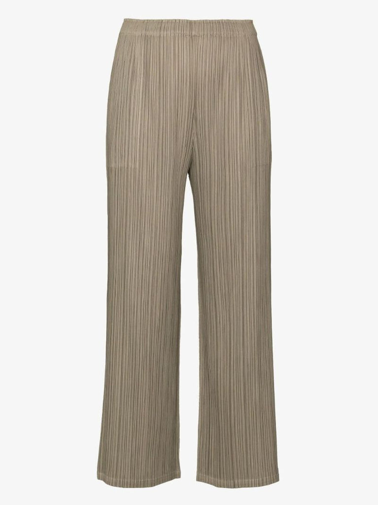 Sand Pleats Straight Leg PlissÃ_x0083_Â© Trousers