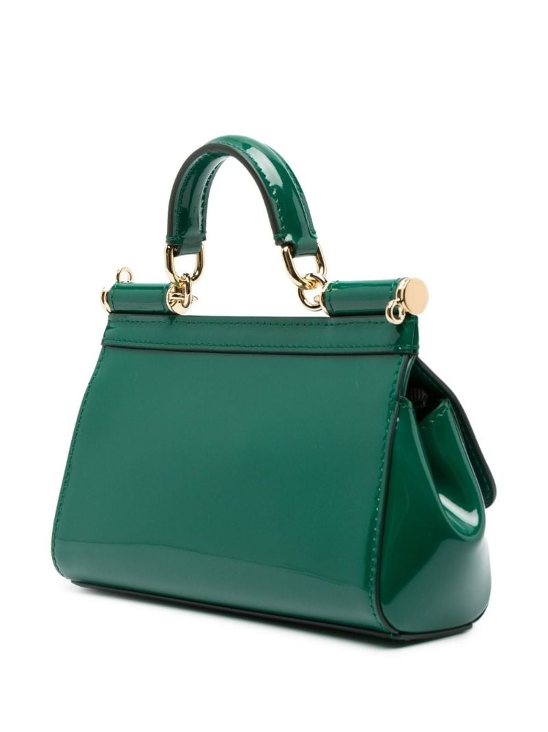 Green Sicily Small Patent Leather Tote Bag