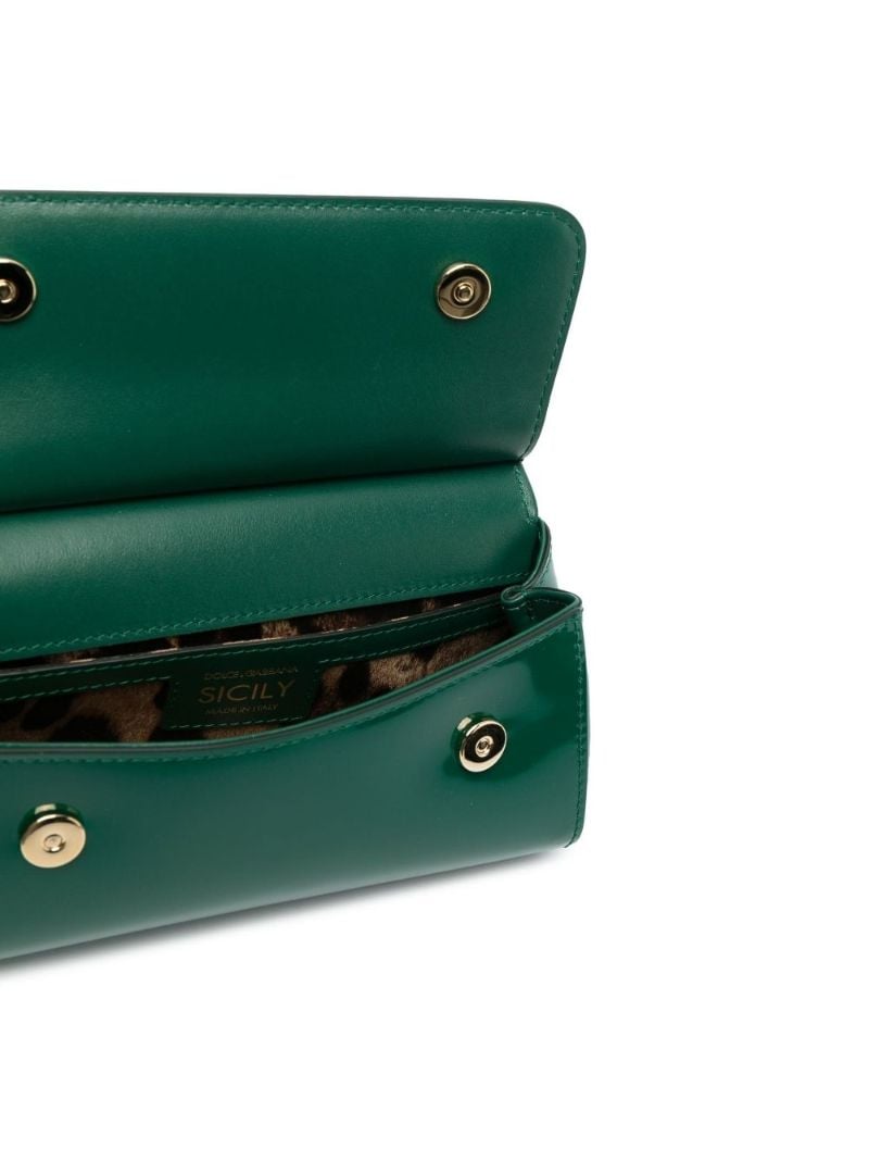 Green Sicily Small Patent Leather Tote Bag
