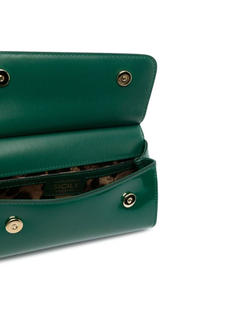 Green Sicily Small Patent Leather Tote Bag
