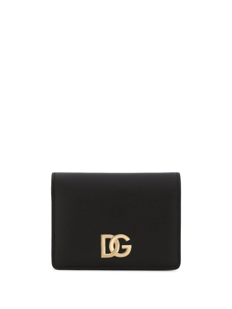 Black Dg-plaque Leather Wallet