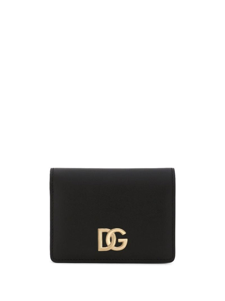 Black Dg-plaque Leather Wallet