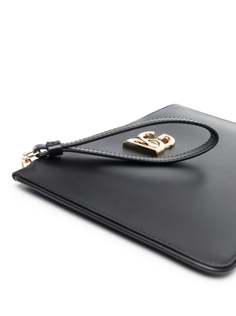 Black Logo Emblem Leather Pouch