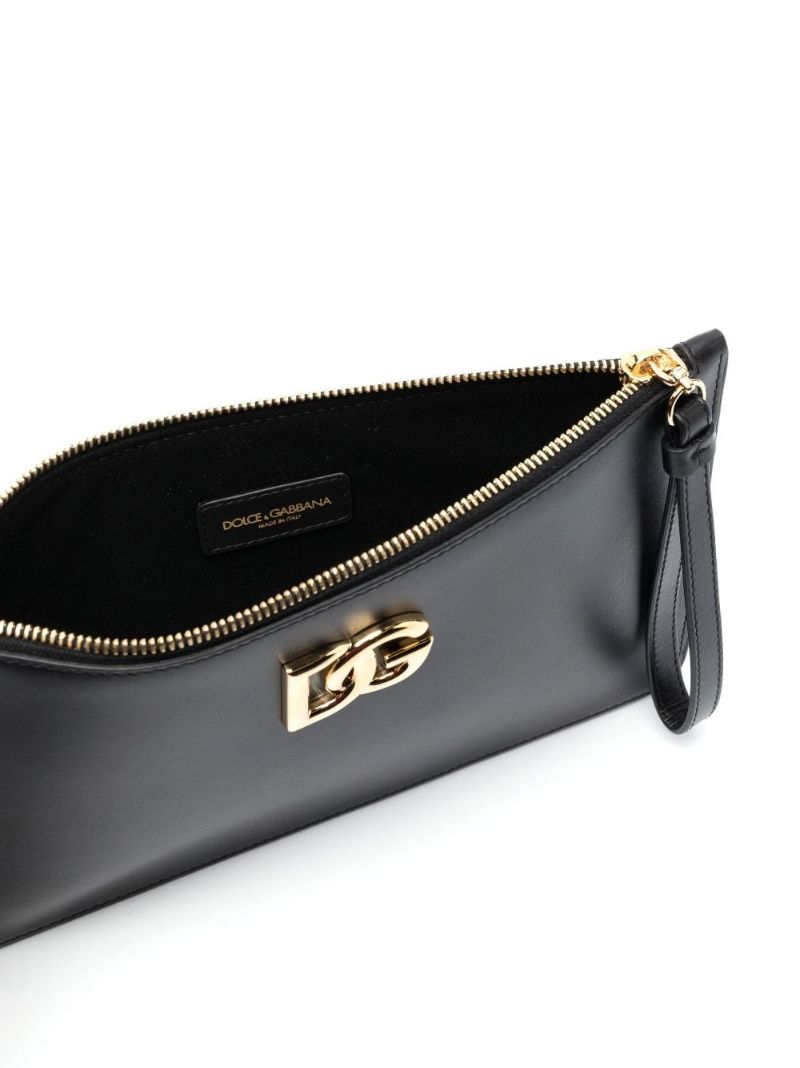 Black Logo Emblem Leather Pouch
