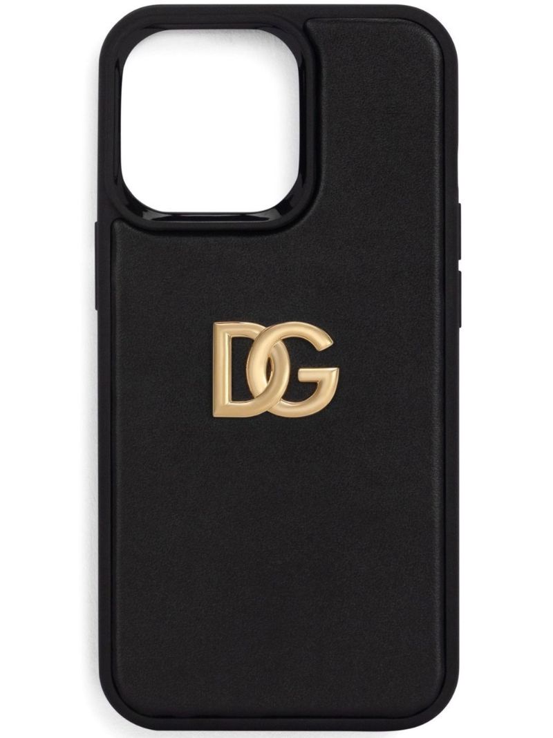 Black Dg Logo Iphone 13 Pro Leather Case