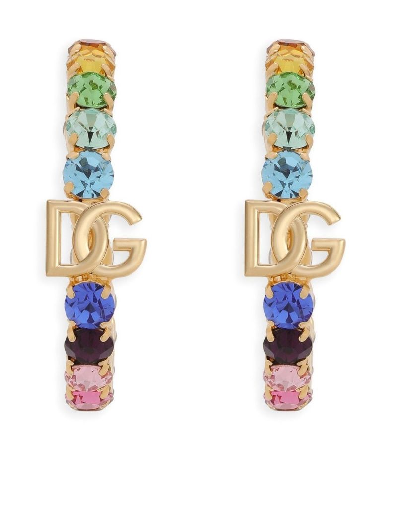 Gold-plated Logo Crystal Hoop Earrings