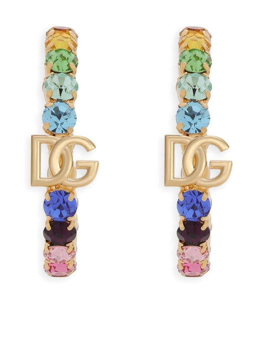 Gold-plated Logo Crystal Hoop Earrings