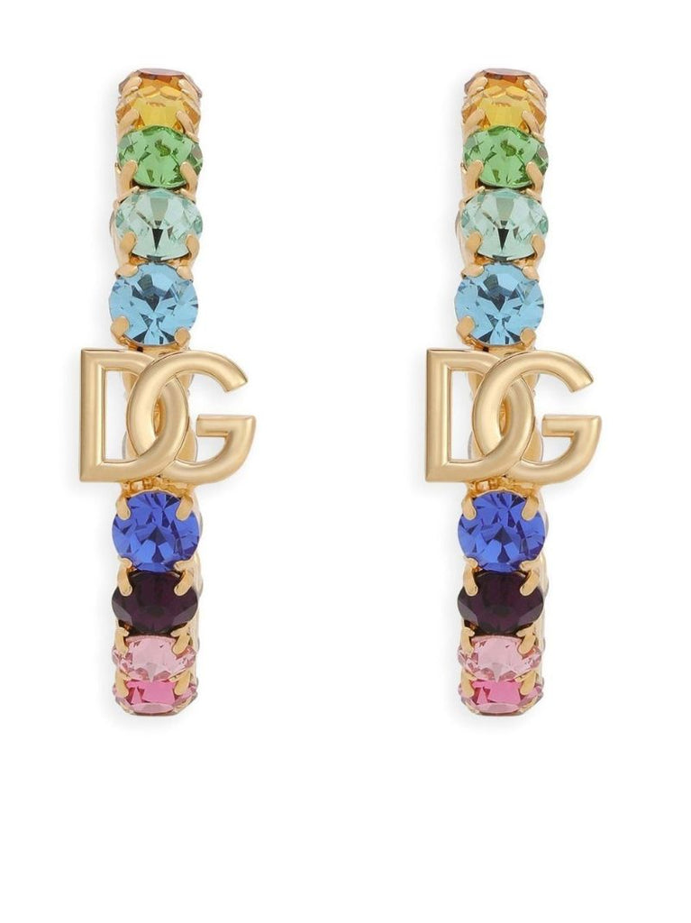 Gold-plated Logo Crystal Hoop Earrings