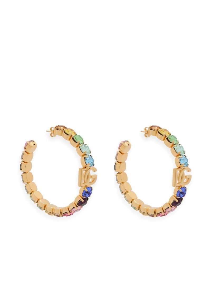 Gold-plated Logo Crystal Hoop Earrings