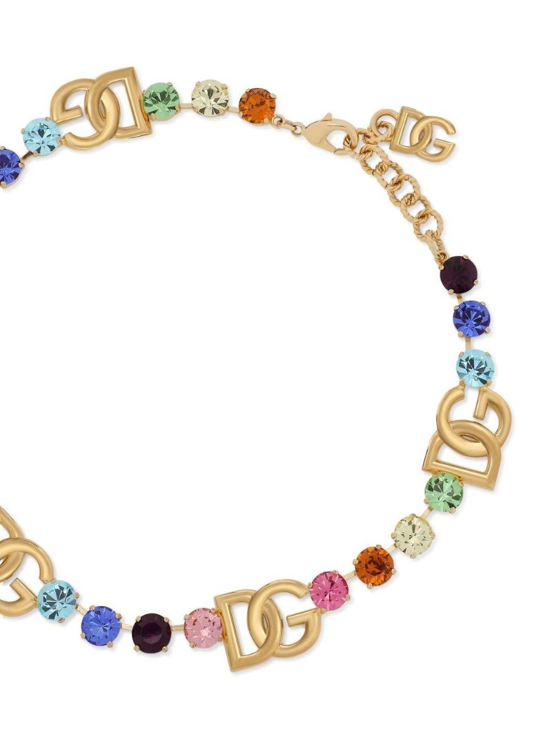 Gold-plated Dg Logo Crystal Necklace