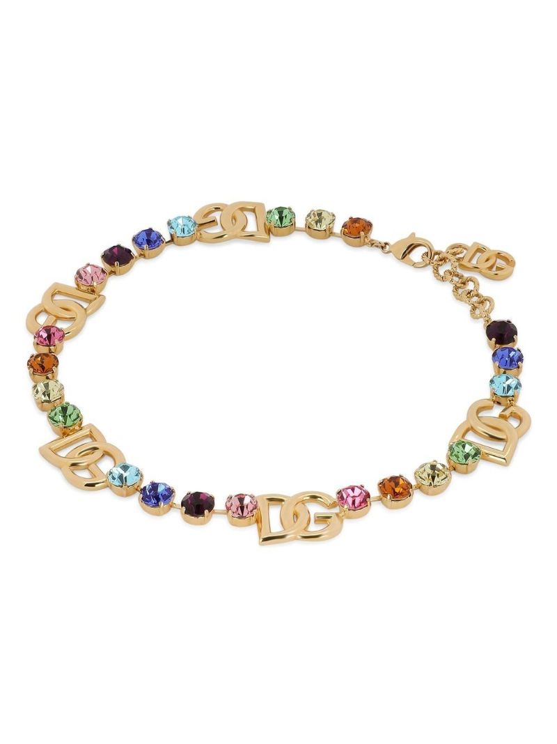 Gold-plated Dg Logo Crystal Necklace