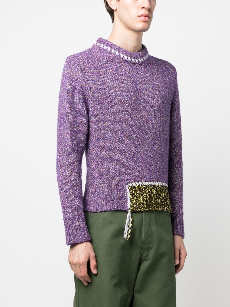 Purple Stitched Panel Sweater