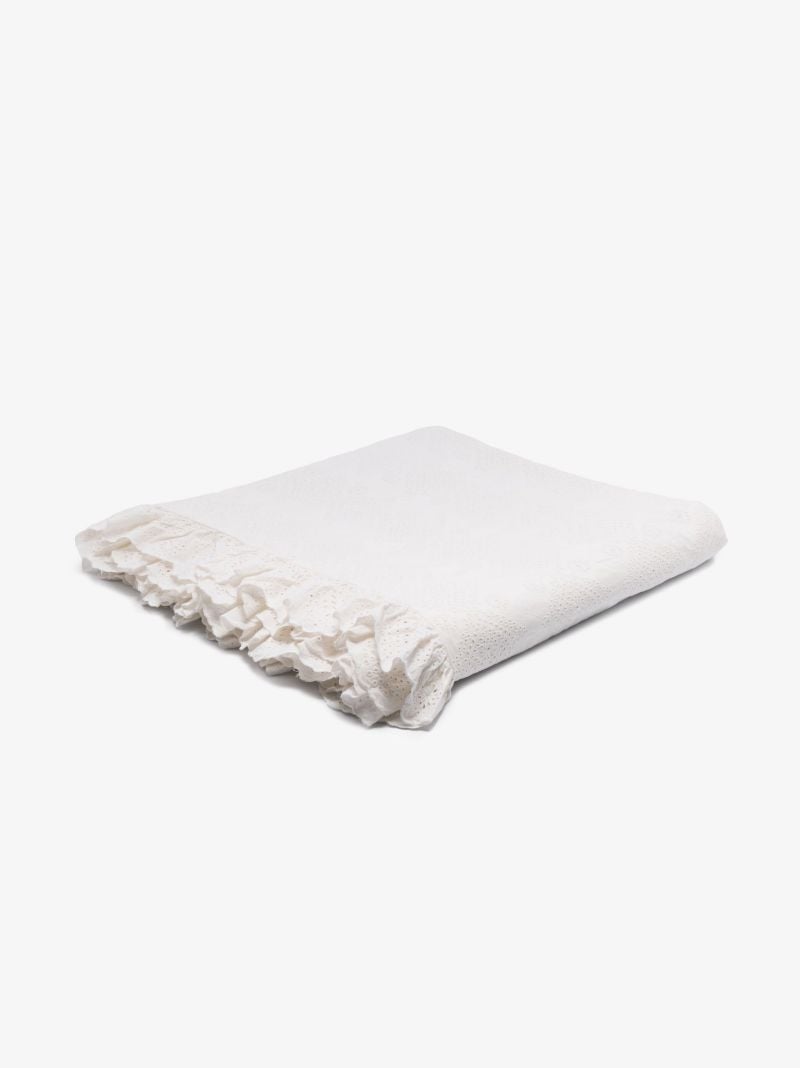 White Vienne Broderie Anglaise Cotton Blanket