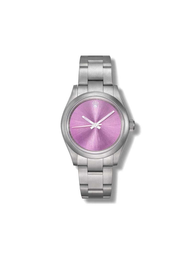 Pink Customised Pre-owned Rolex Oyster Perpetual Watch