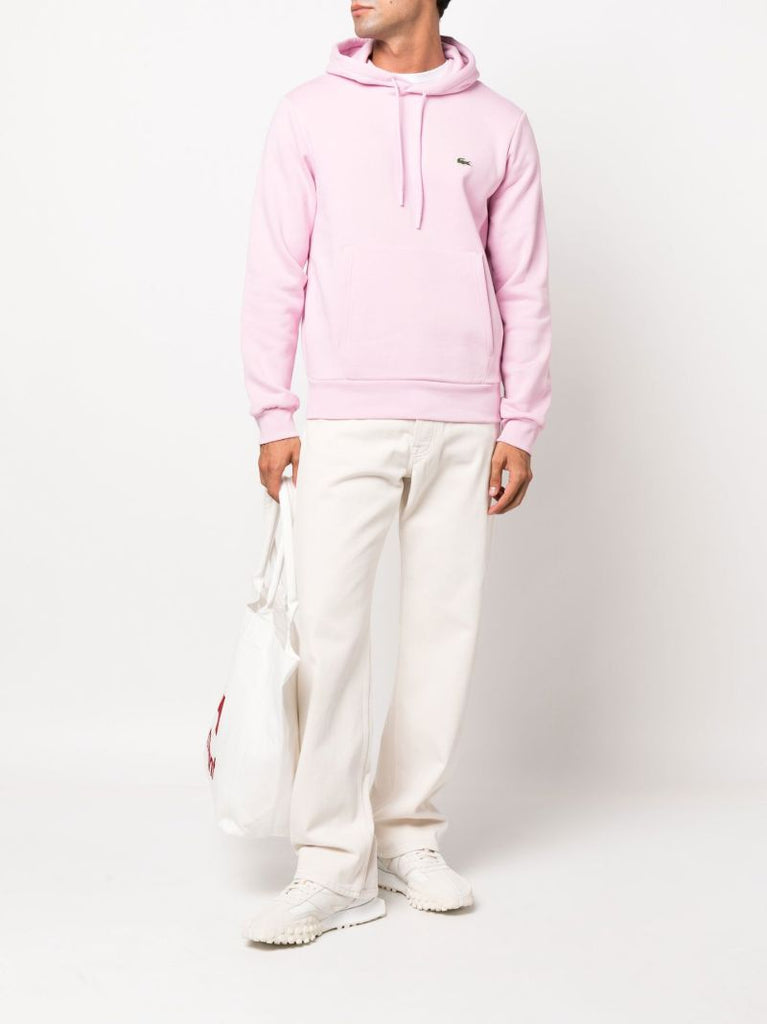 Pink Logo Patch Drawstring Hoodie