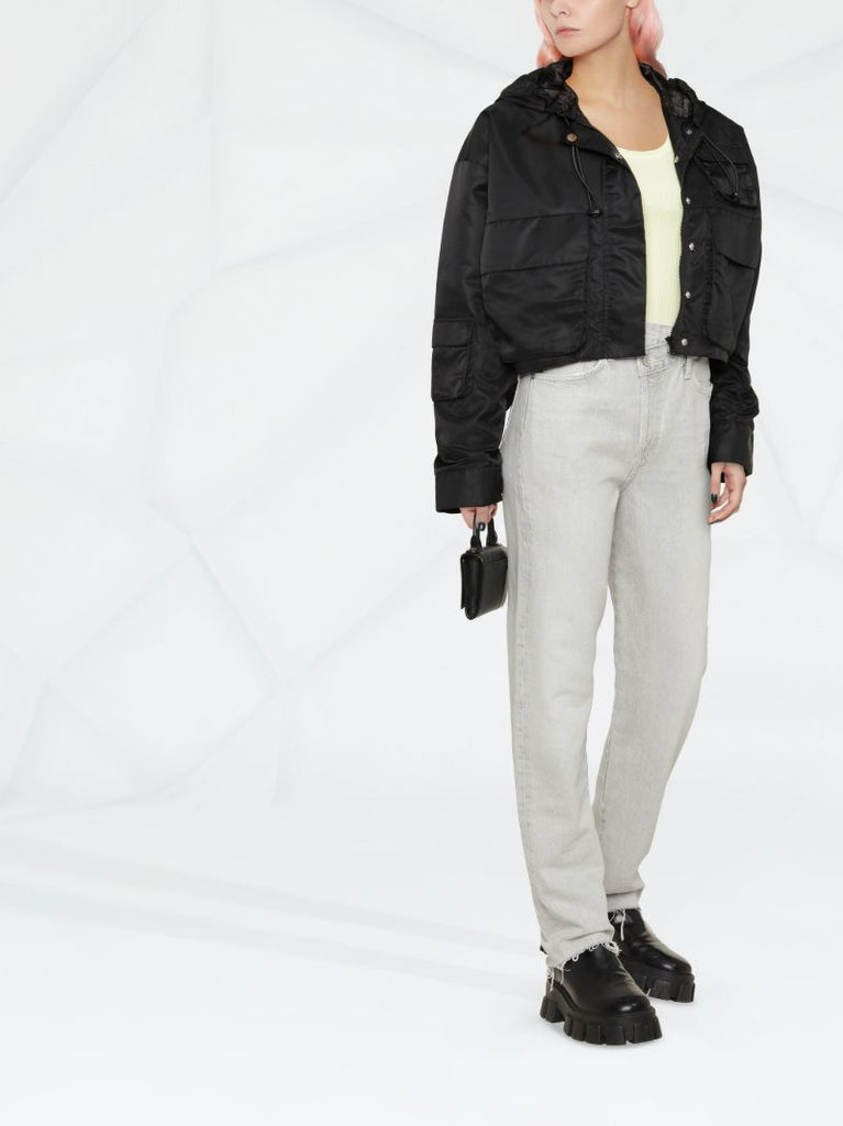 Grey Criss Cross Straight Leg Jeans