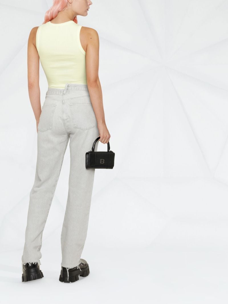 Grey Criss Cross Straight Leg Jeans