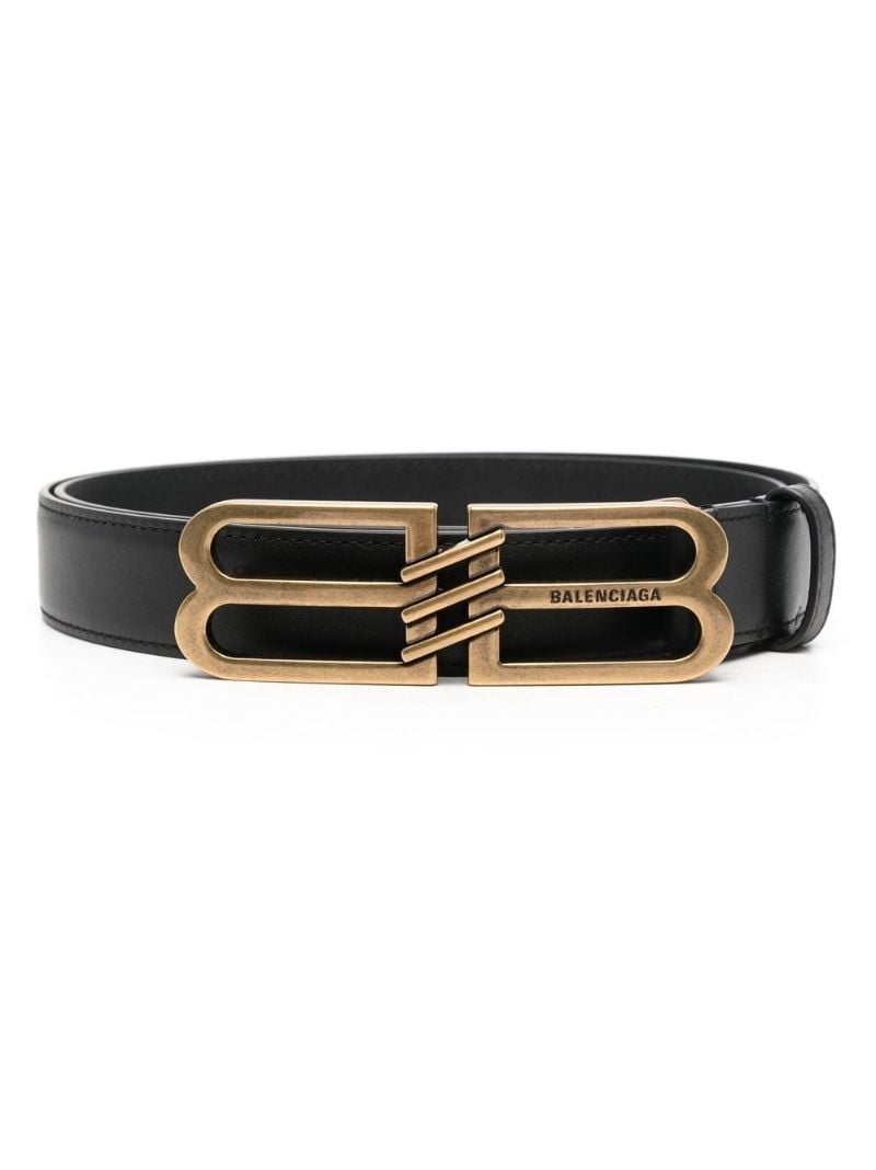 Black Bb Signature Leather Belt