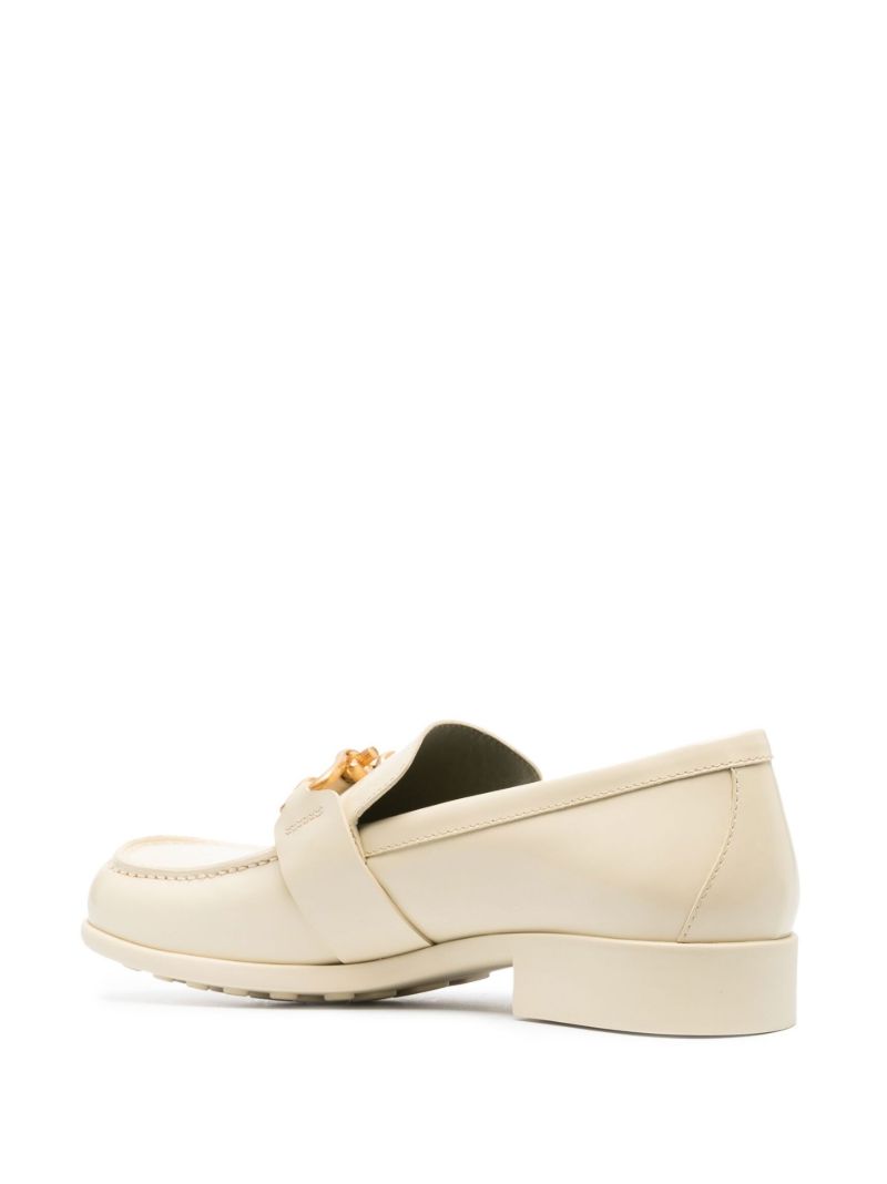 Neutral Madame Chain Detail Leather Loafers