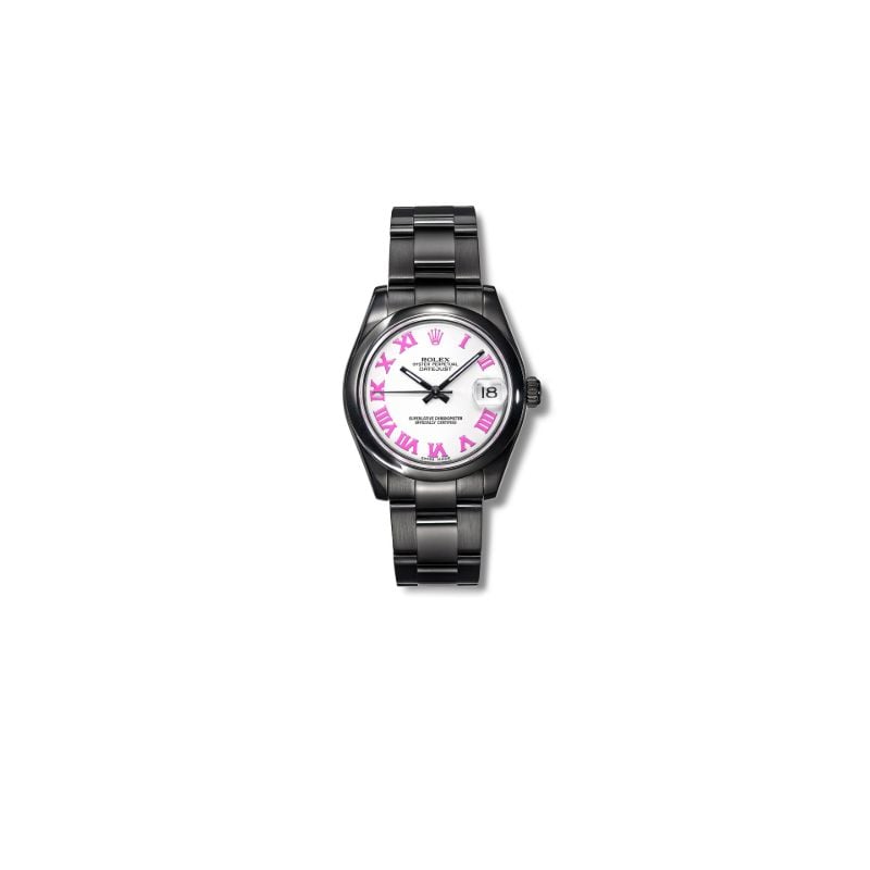 Black Customised Pre-owned Rolex Oyster Perpetual Watch
