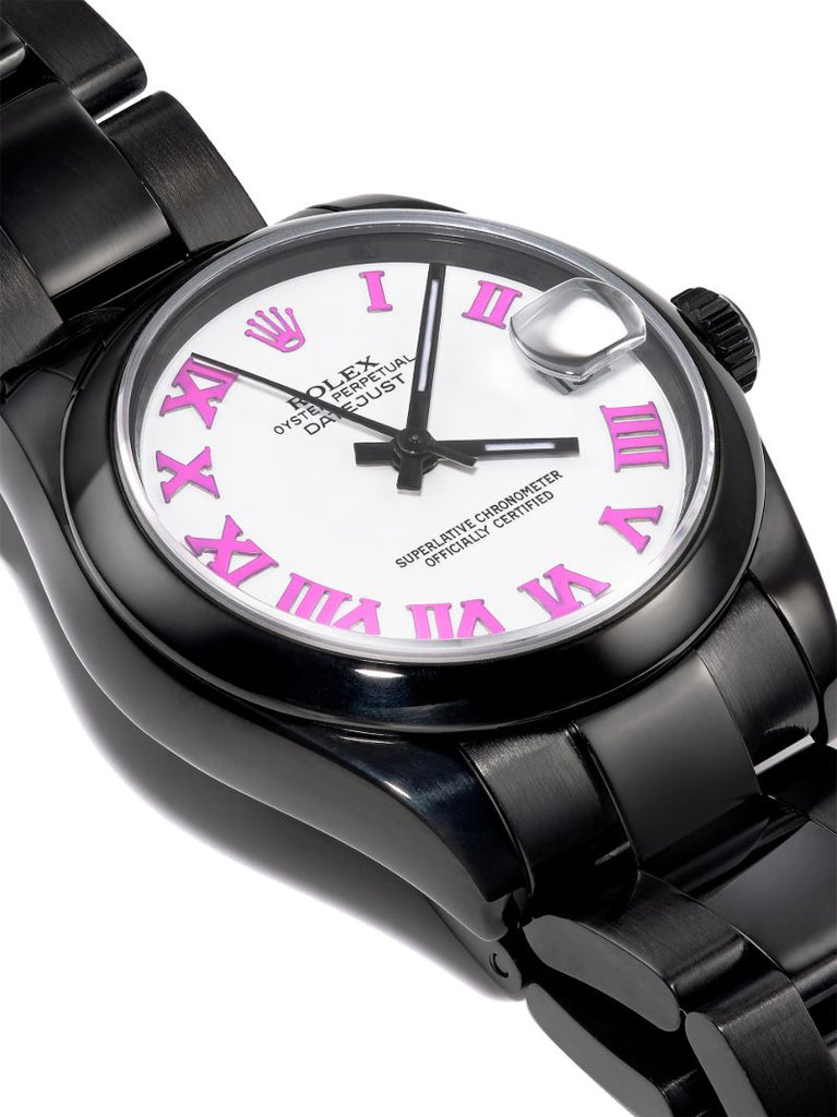 Black Customised Pre-owned Rolex Oyster Perpetual Watch