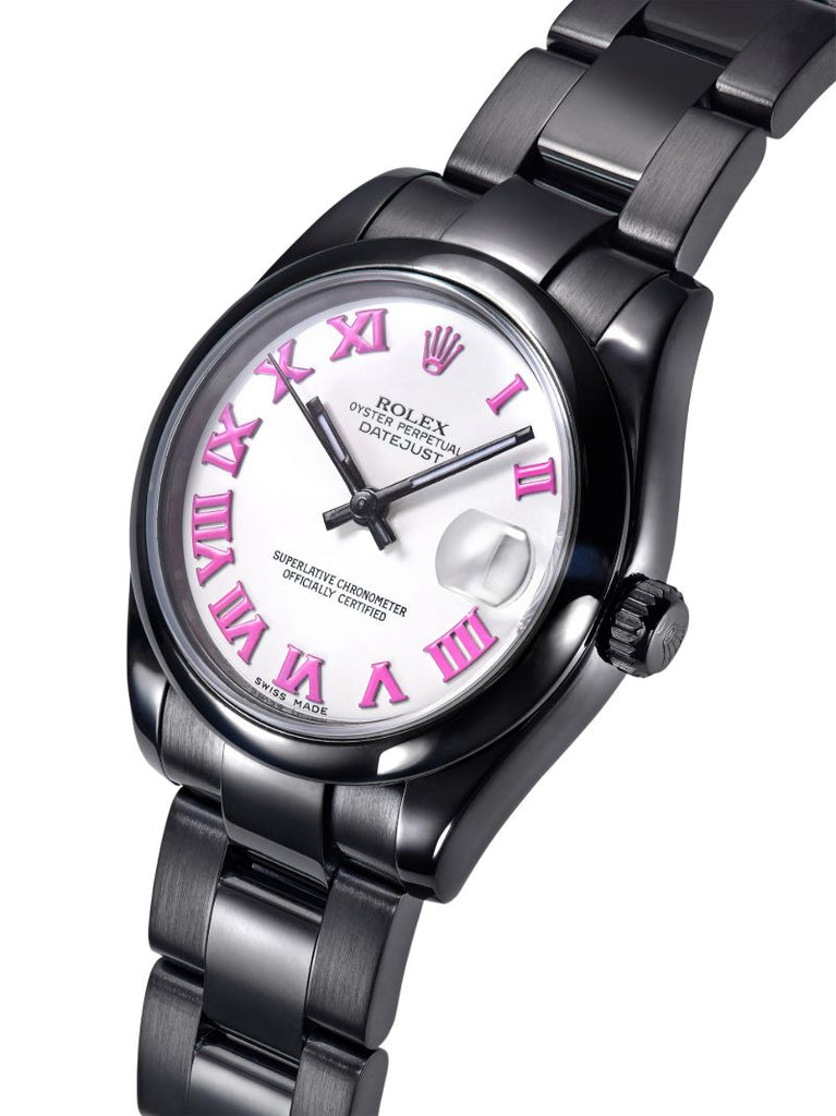 Black Customised Pre-owned Rolex Oyster Perpetual Watch