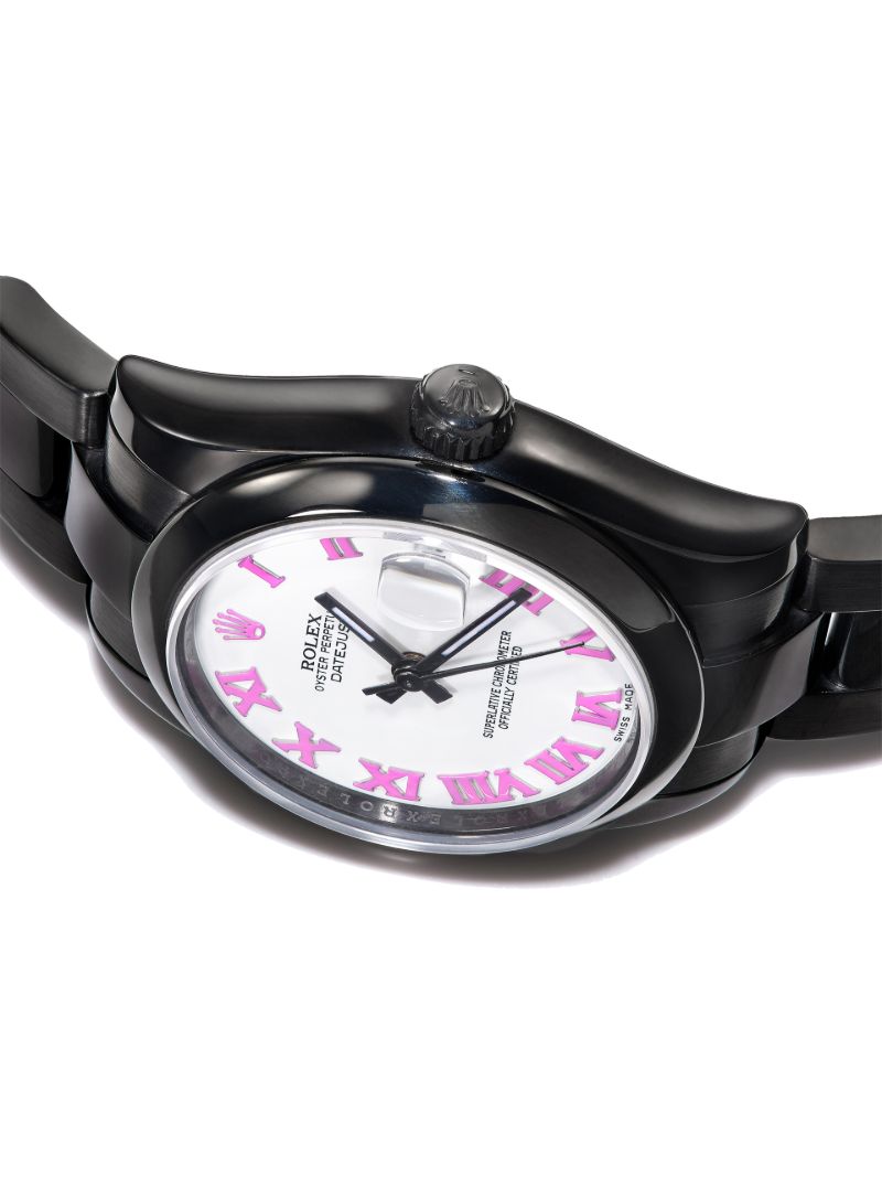 Black Customised Pre-owned Rolex Oyster Perpetual Watch