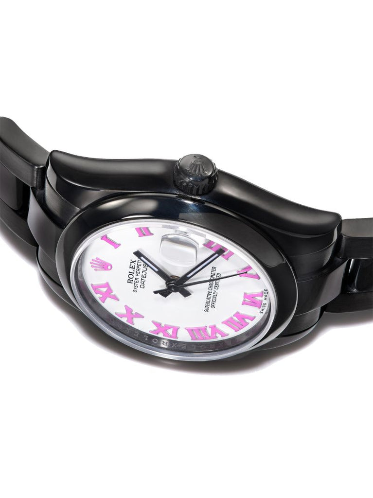 Black Customised Pre-owned Rolex Oyster Perpetual Watch