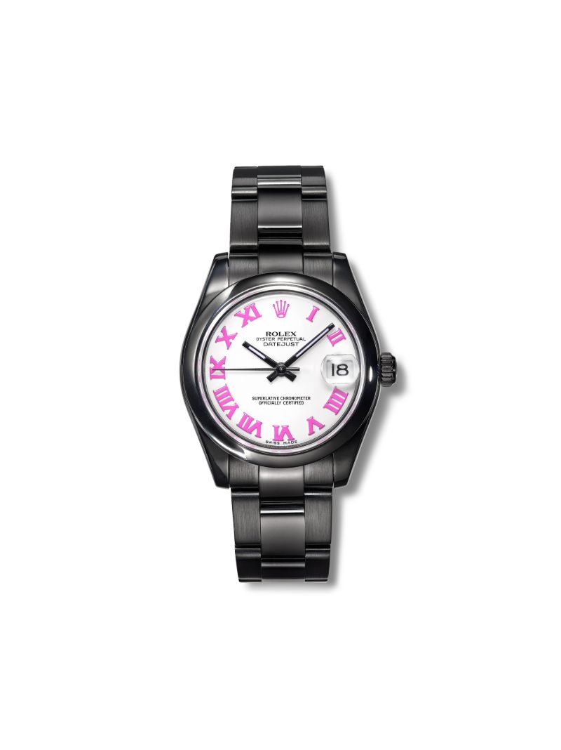Black Customised Pre-owned Rolex Oyster Perpetual Watch