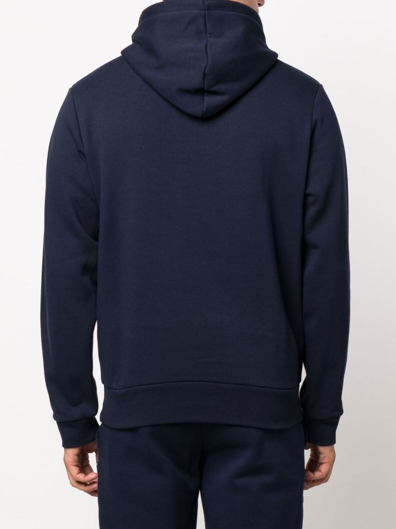 Blue Logo Patch Drawstring Hoodie