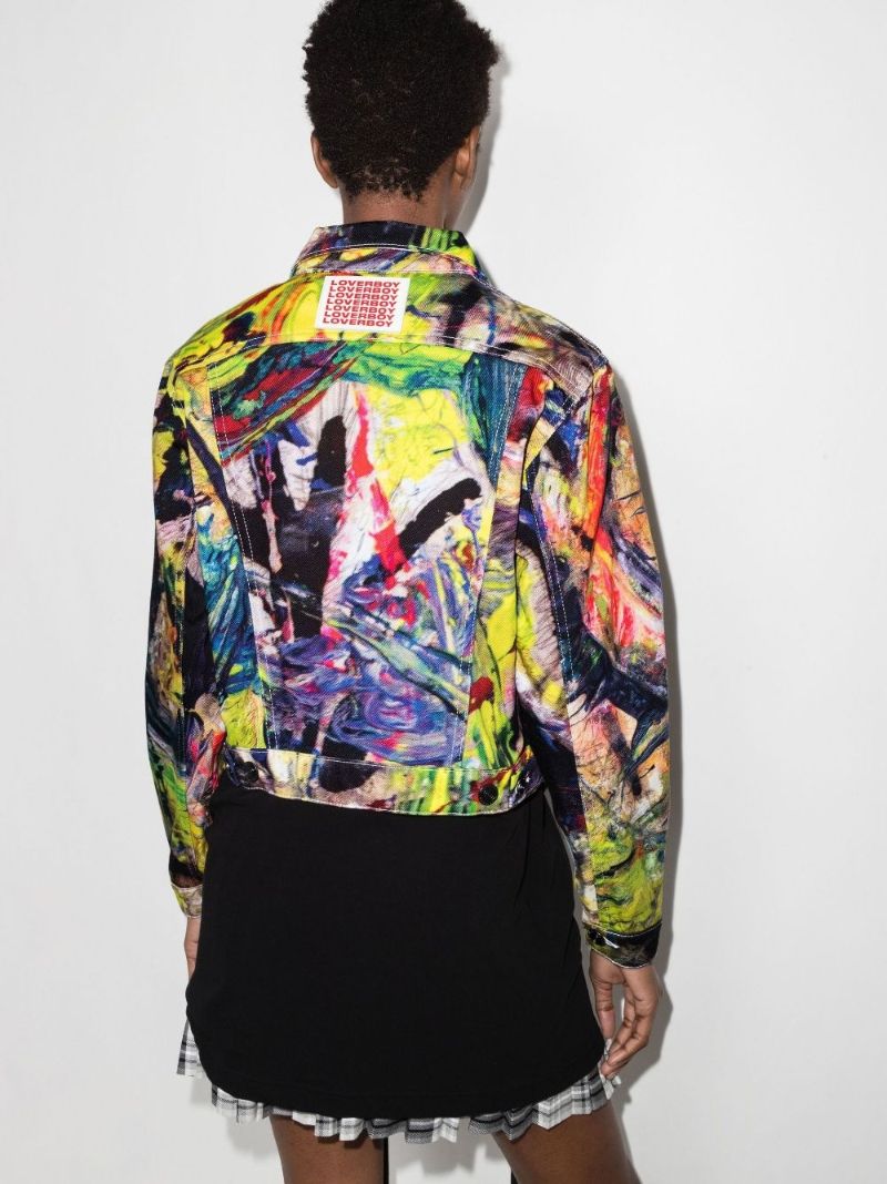Blue Art Print Denim Jacket