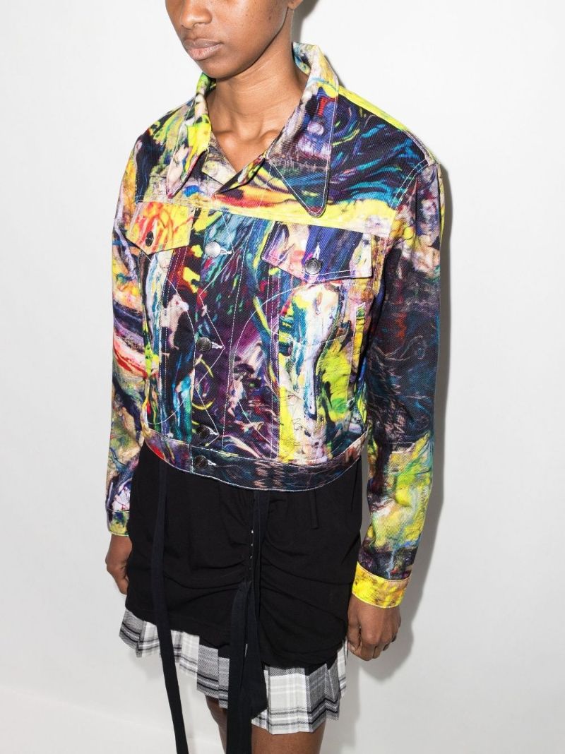 Blue Art Print Denim Jacket