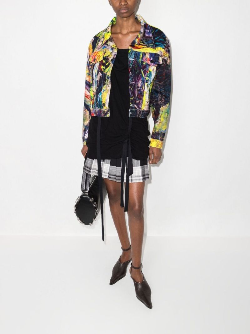 Blue Art Print Denim Jacket