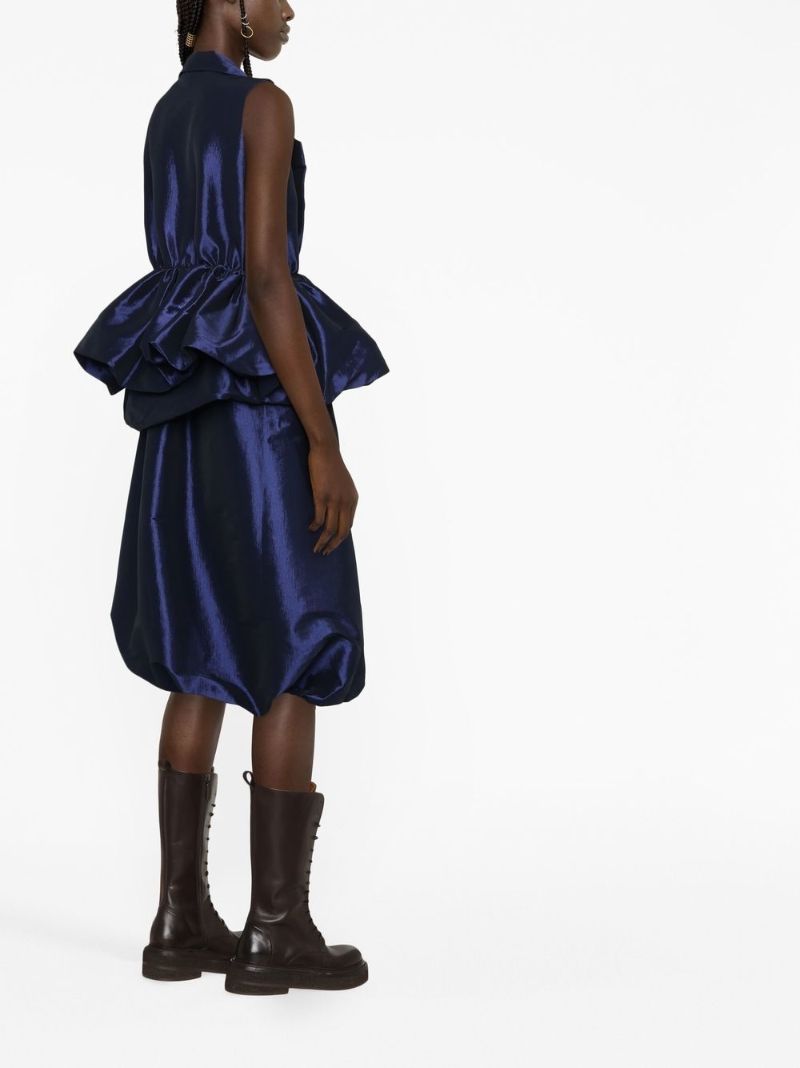 Blue Sheena Puffball Silk Blouse
