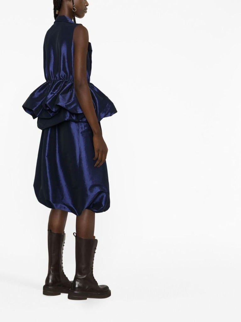 Blue Sheena Puffball Silk Blouse