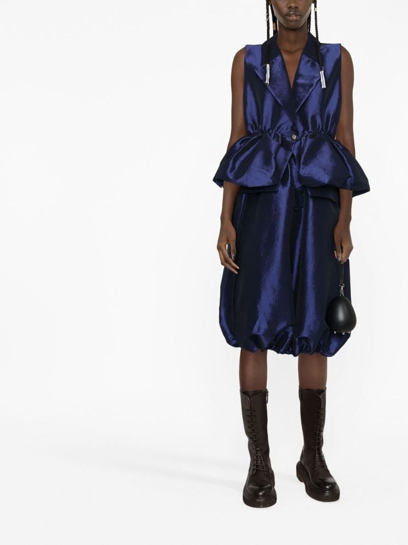 Blue Sheena Puffball Silk Blouse