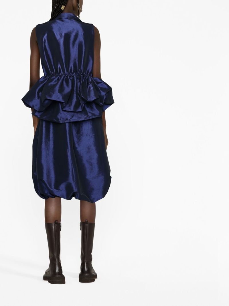 Blue Sheena Puffball Silk Blouse