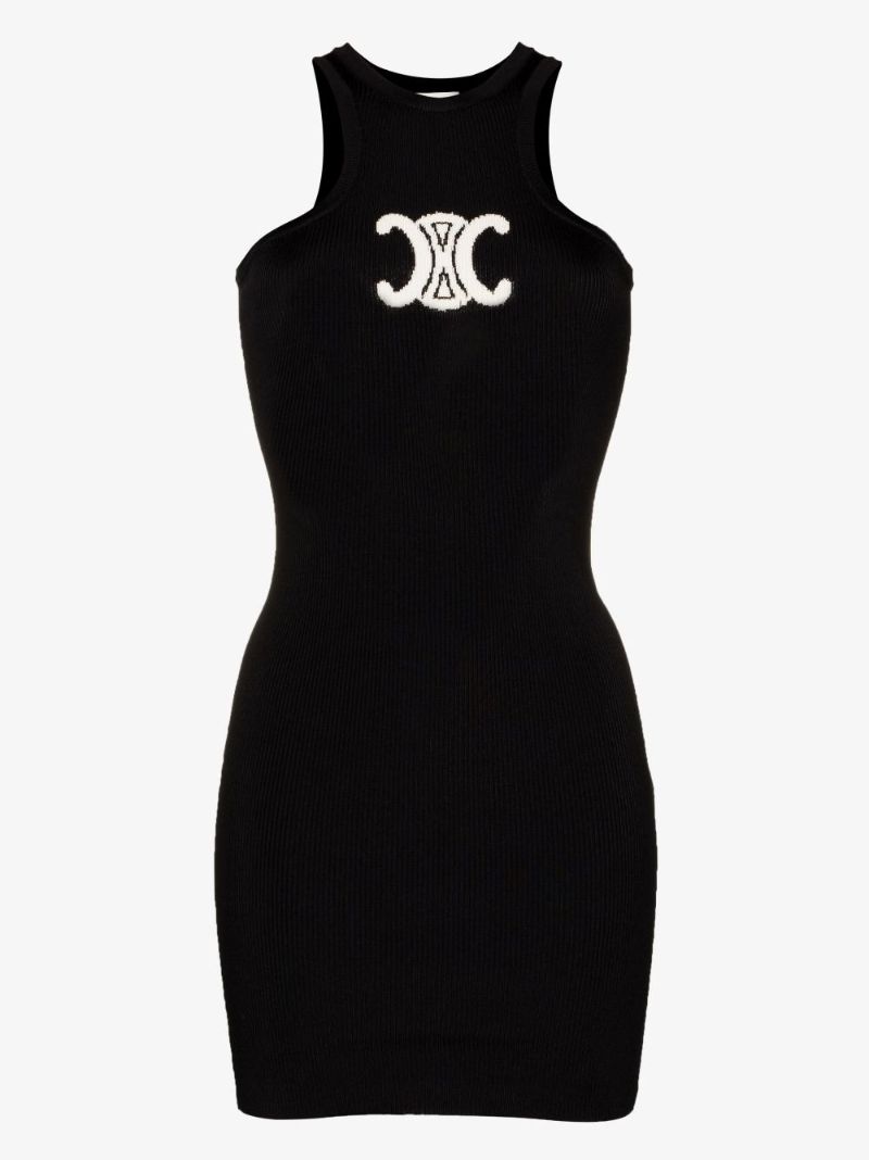 Triomphe Logo Silk Midi Dress