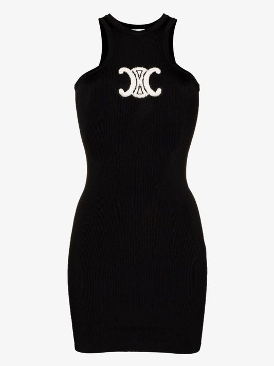 Triomphe Logo Silk Midi Dress