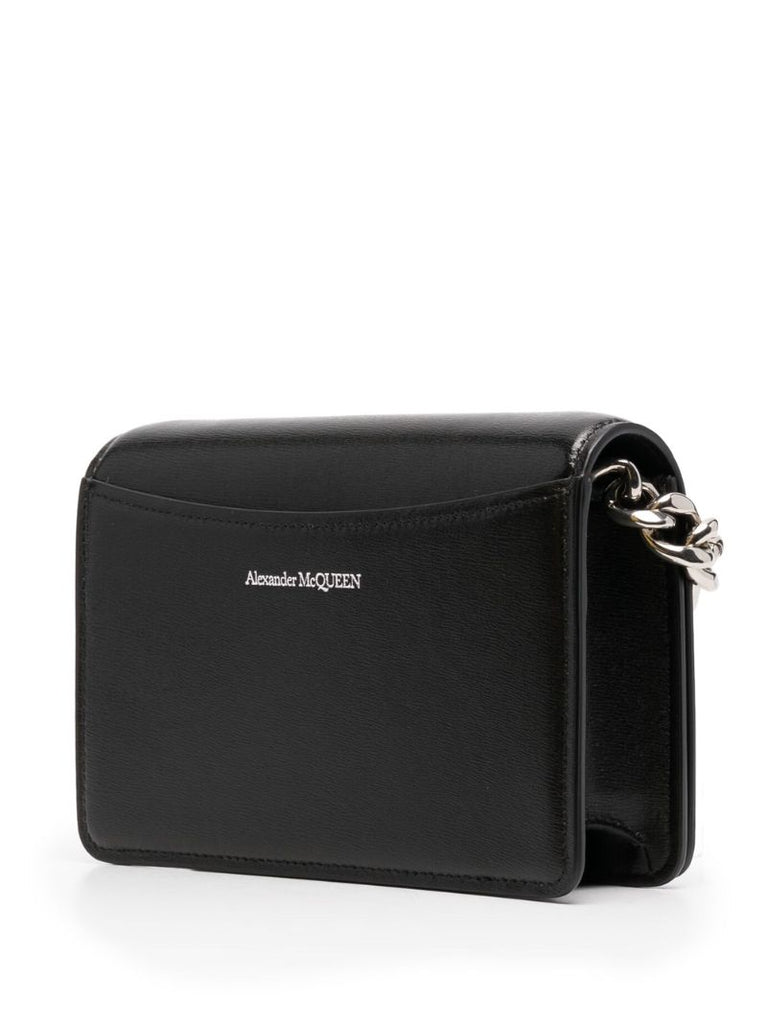 Black Four Rings Leather Clutch Bag