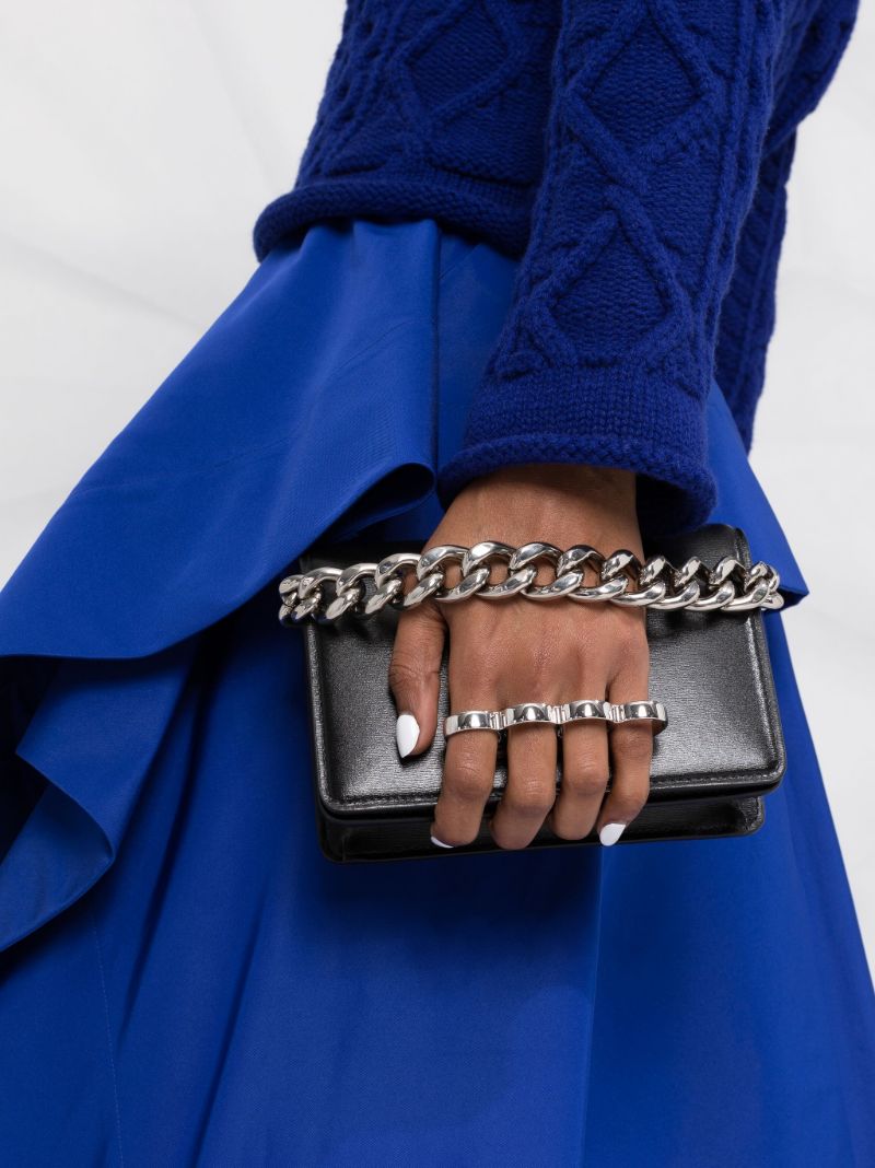 Black Four Rings Leather Clutch Bag