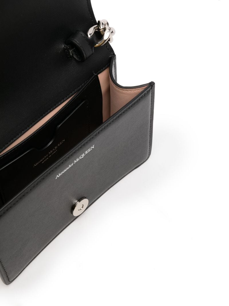 Black Four Rings Leather Clutch Bag