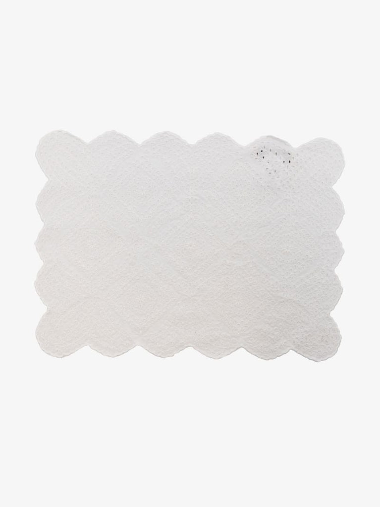 White Vienne Broderie Anglaise Placemat