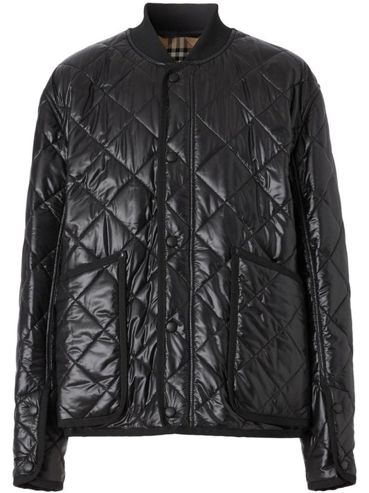 Black Diamond Quilted Bomber Jacket
