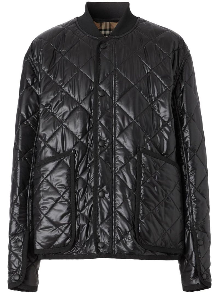 Black Diamond Quilted Bomber Jacket